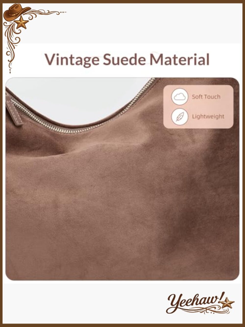 Slouchy Suede Hobo Shoulder Bag with Multiple Pockets - Picture 6 of 7